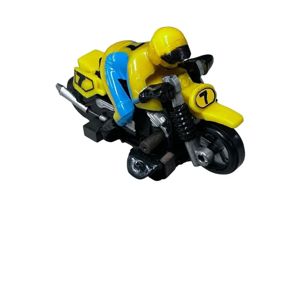 Tyco #7 Racing Dirt Bike Motorcycle Slot Car Yellow Driver Vintage
